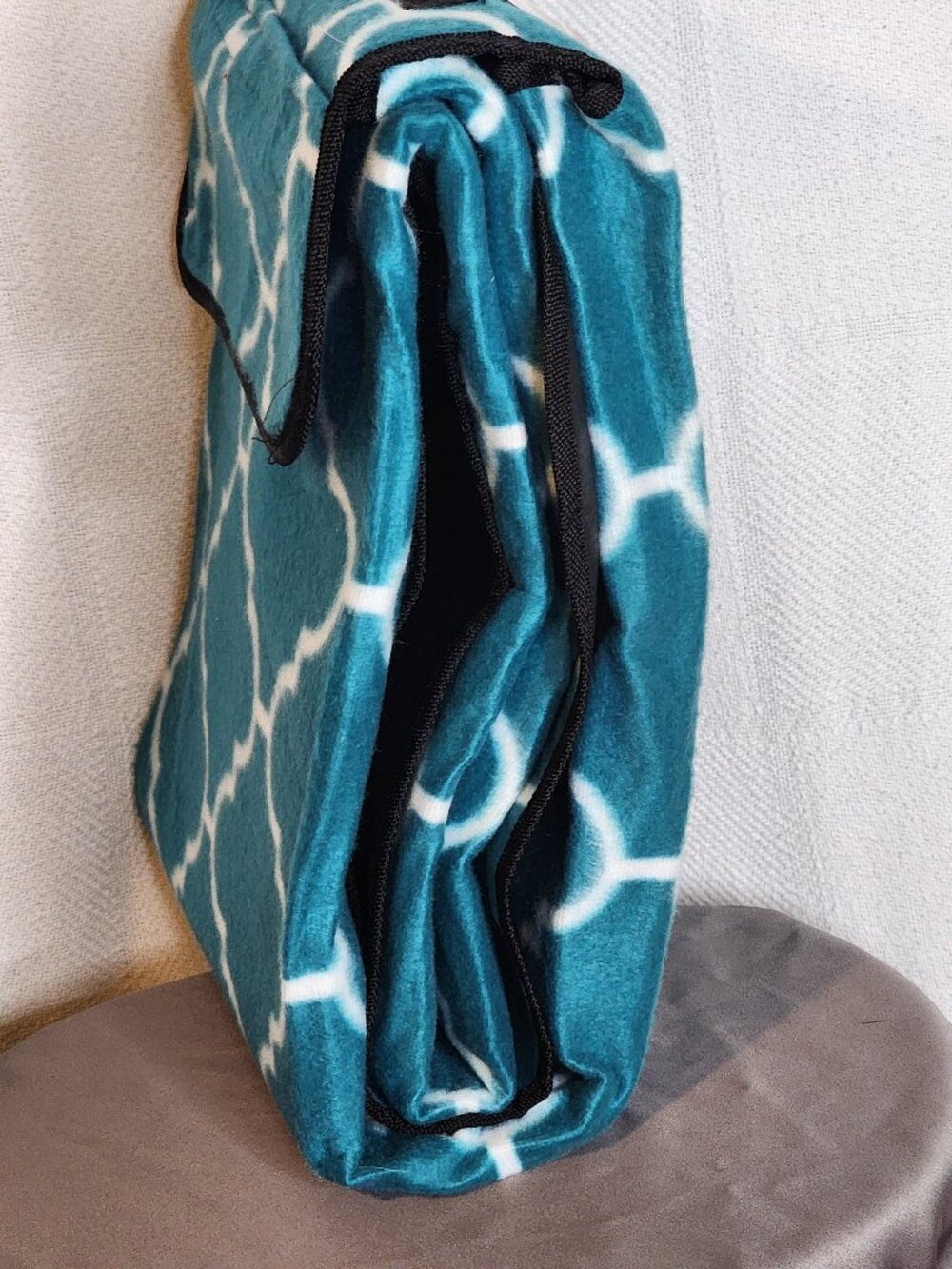 Home Depot Teal Lattice Pattern 50"x60" Water Resistant Backing Outdoor Blanket - Picture 7 of 16